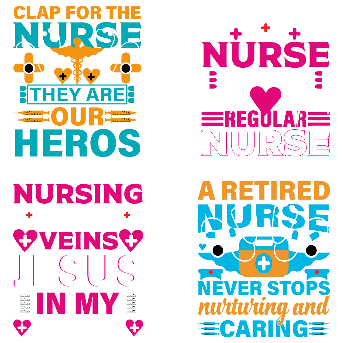 Nurse day t-shirt design bundle preview image.