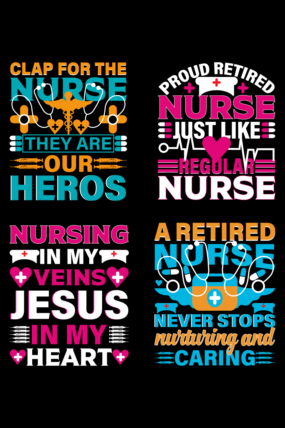 Nurse day t-shirt design bundle pinterest preview image.