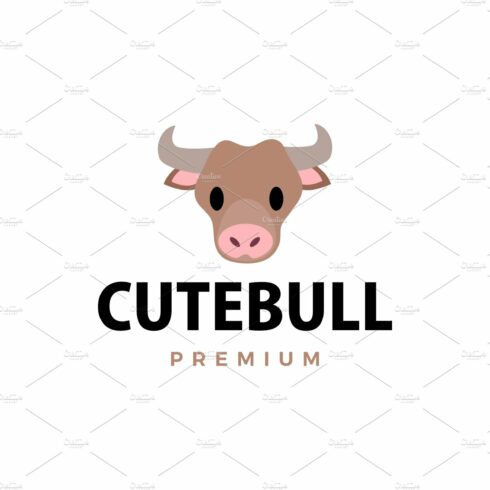 cute bull flat logo vector icon cover image.