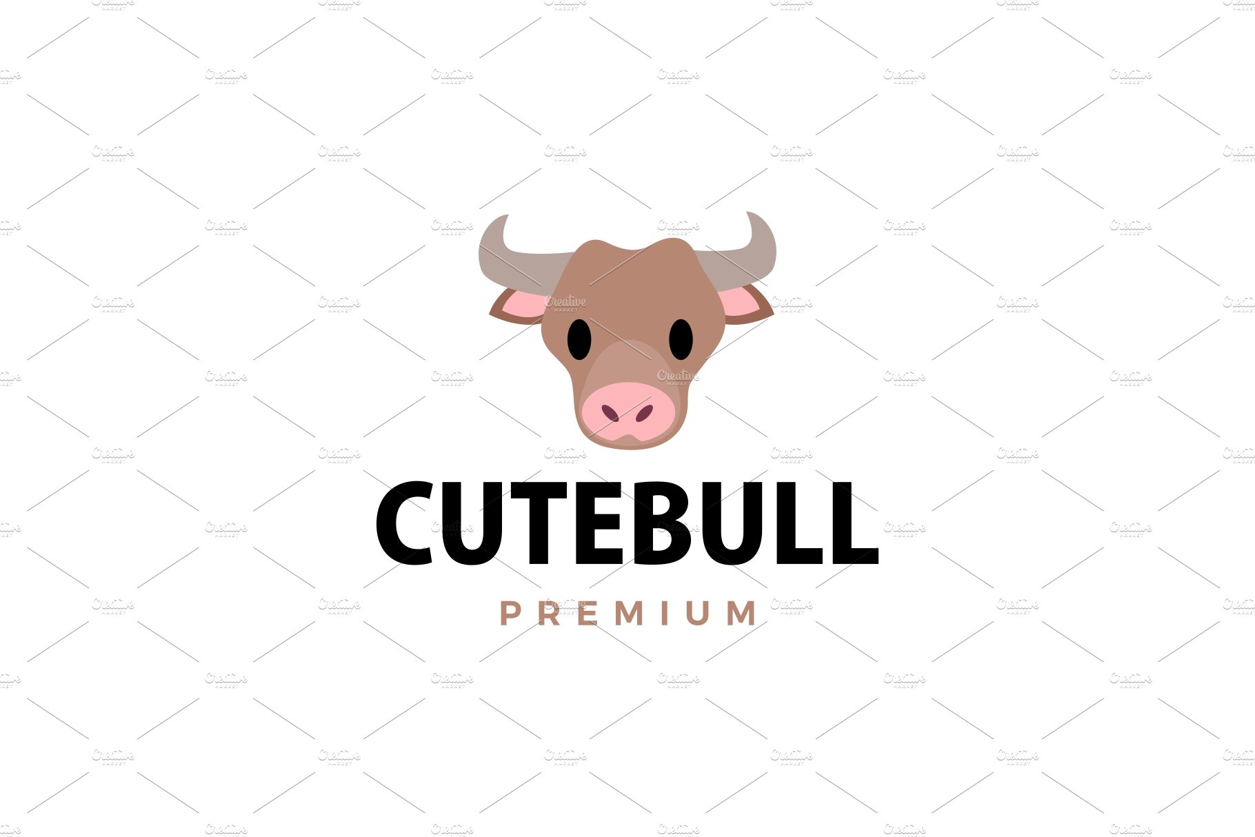 cute bull flat logo vector icon cover image.