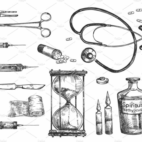 Vintage surgery doctor tools set cover image.