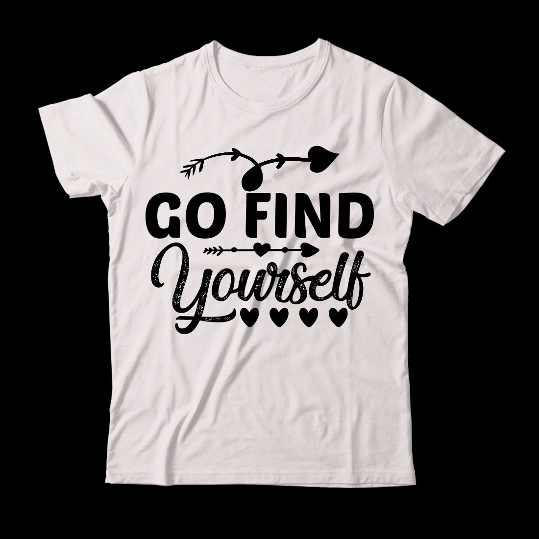 White t - shirt that says go find yourself.
