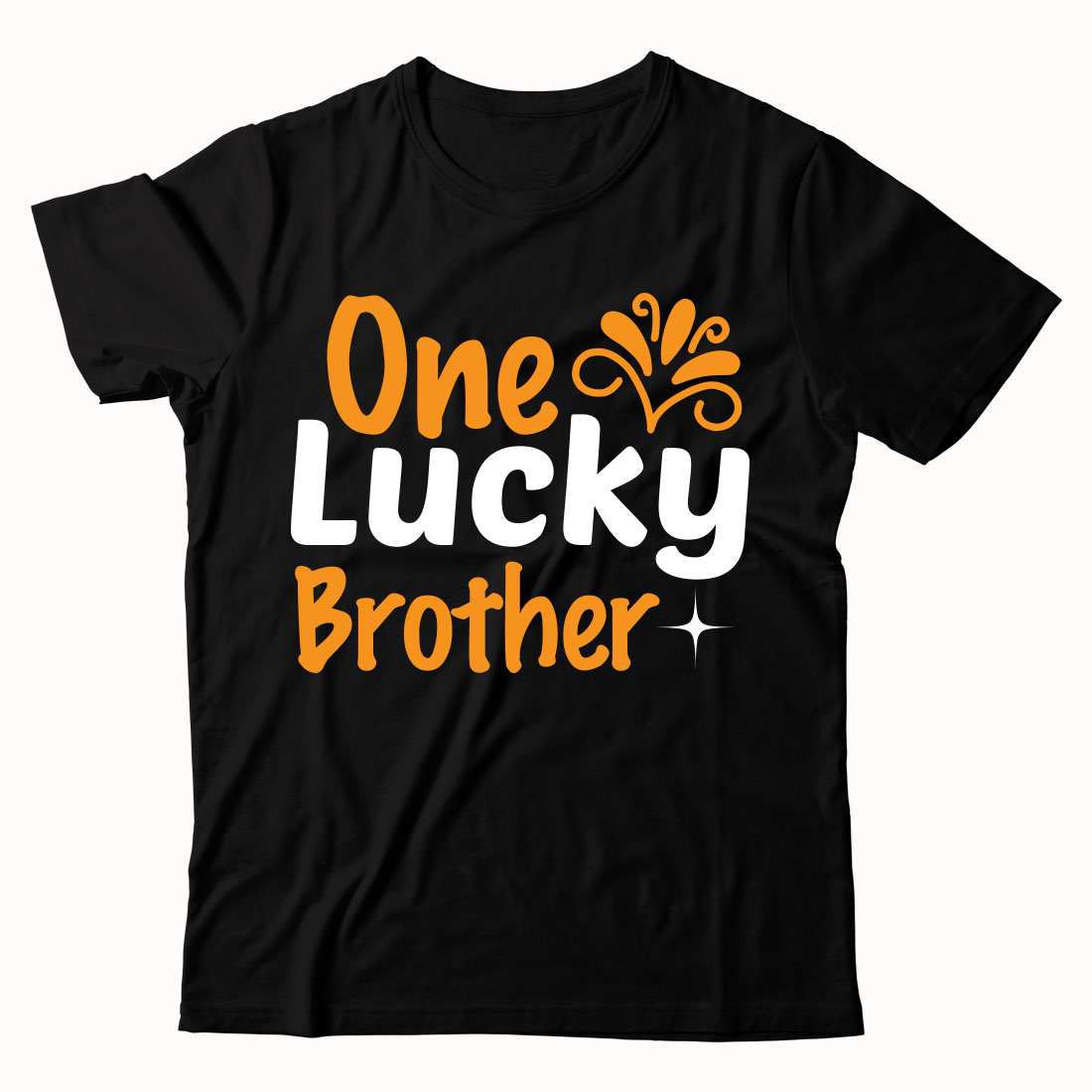 Black t - shirt that says one lucky brother.