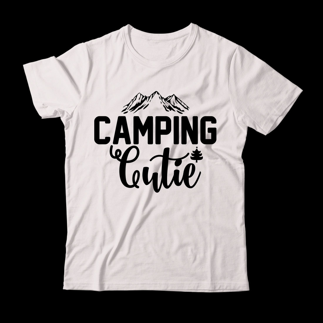 White t - shirt that says camping is cute.