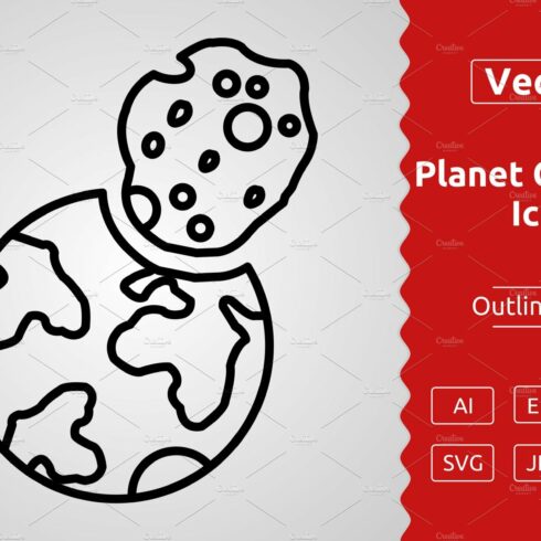 Vector Planet Collision Outline Icon cover image.