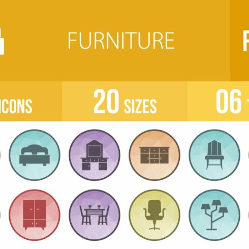 50 Furniture Low Poly Icons cover image.