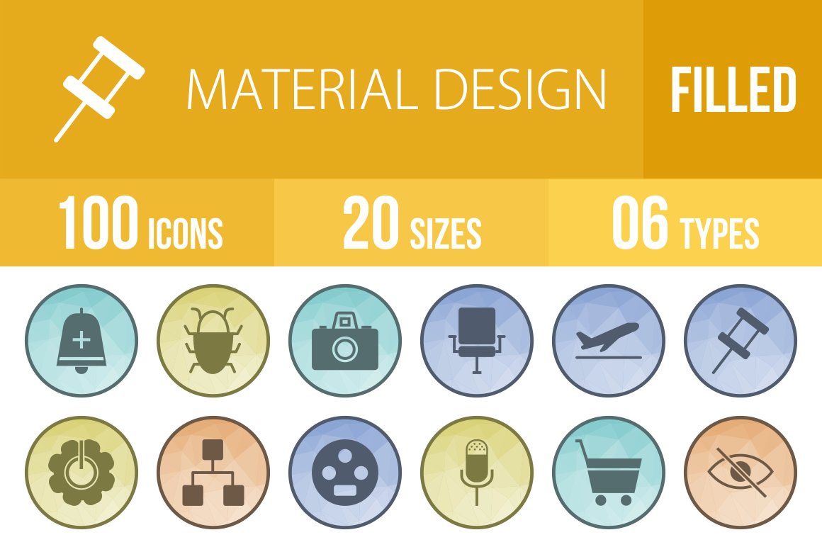 100 Material Design Low Poly Icons cover image.