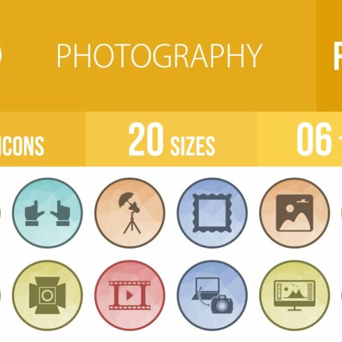 50 Photography Low Poly B/G Icons cover image.
