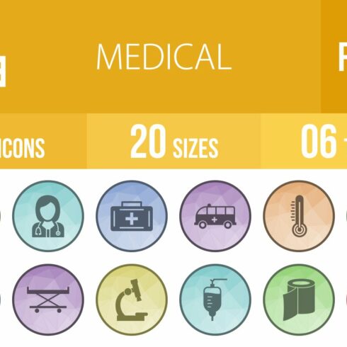 50 Medical Filled Low Poly Icons cover image.