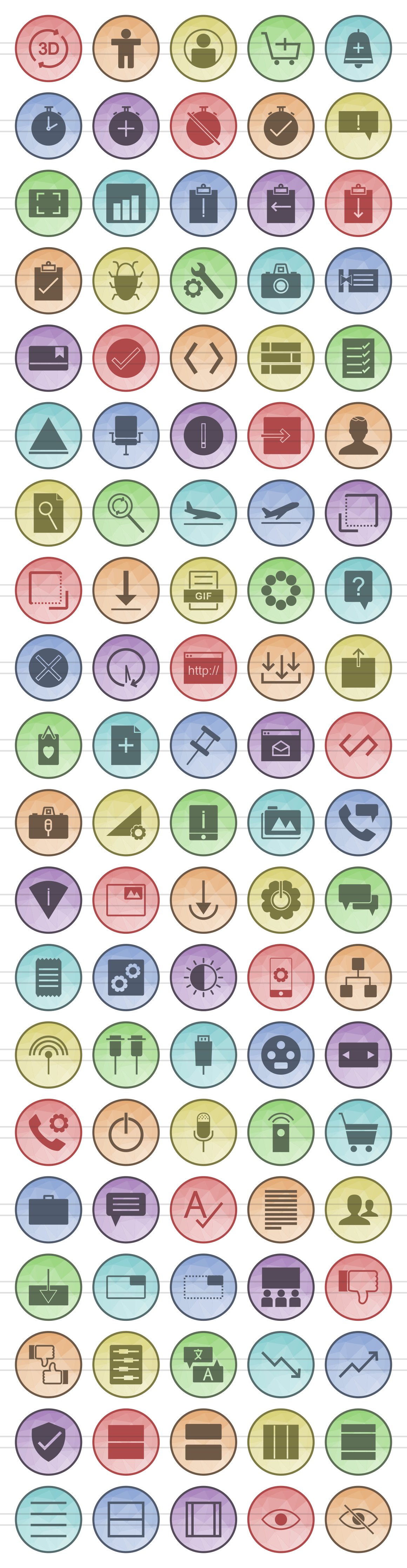 100 Material Design Low Poly Icons preview image.