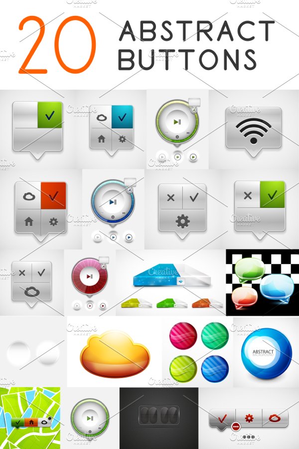 20 ui buttons cover image.