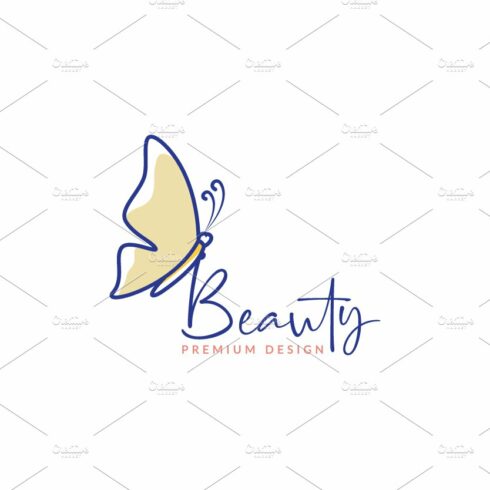 beauty butterfly simple lines logo cover image.