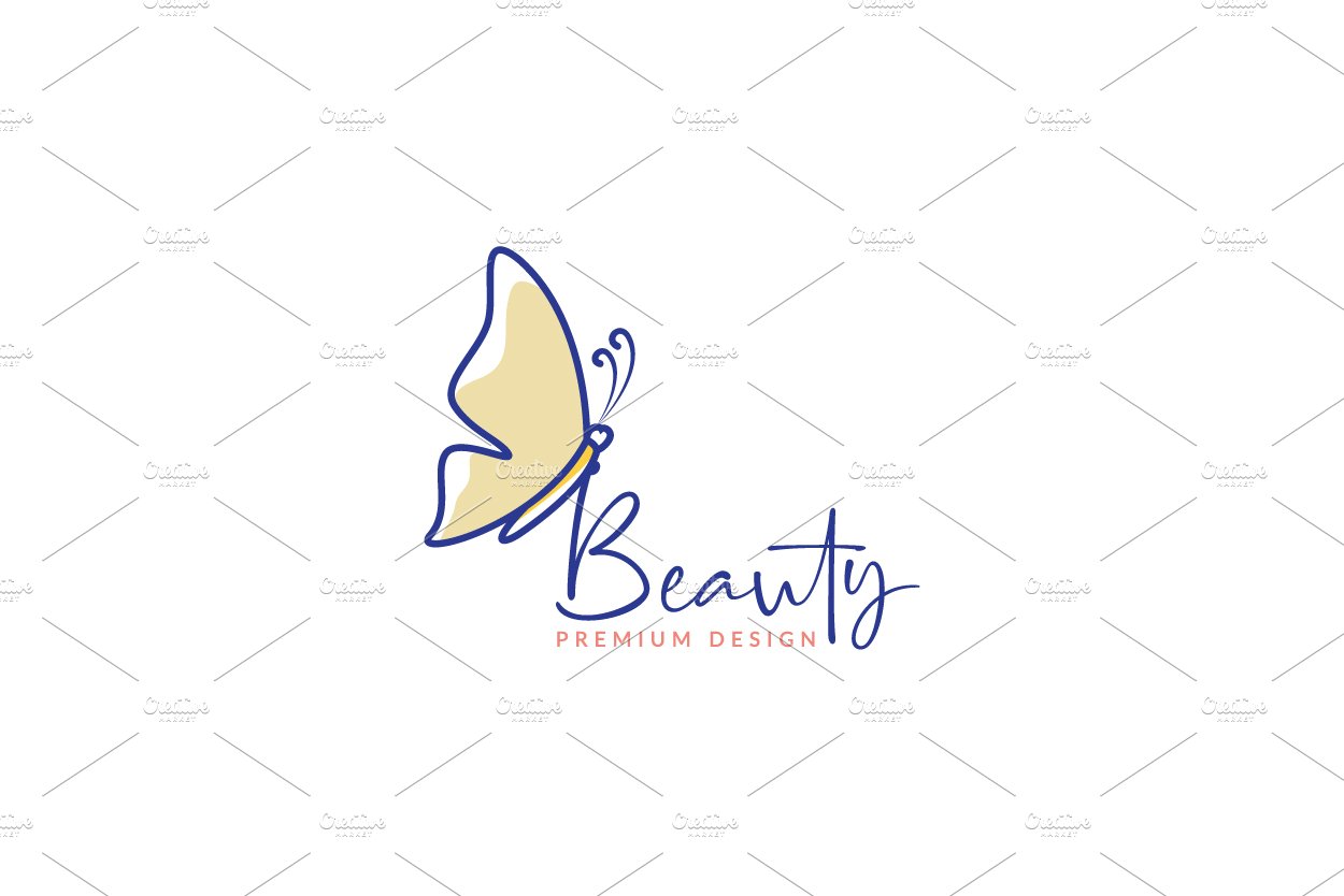 beauty butterfly simple lines logo cover image.