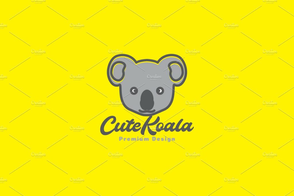 abstract head cute koala logo – MasterBundles