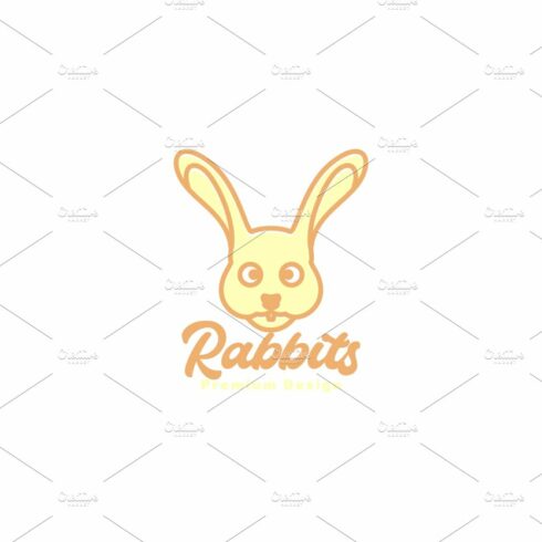cute cartoon head rabbits smile logo cover image.