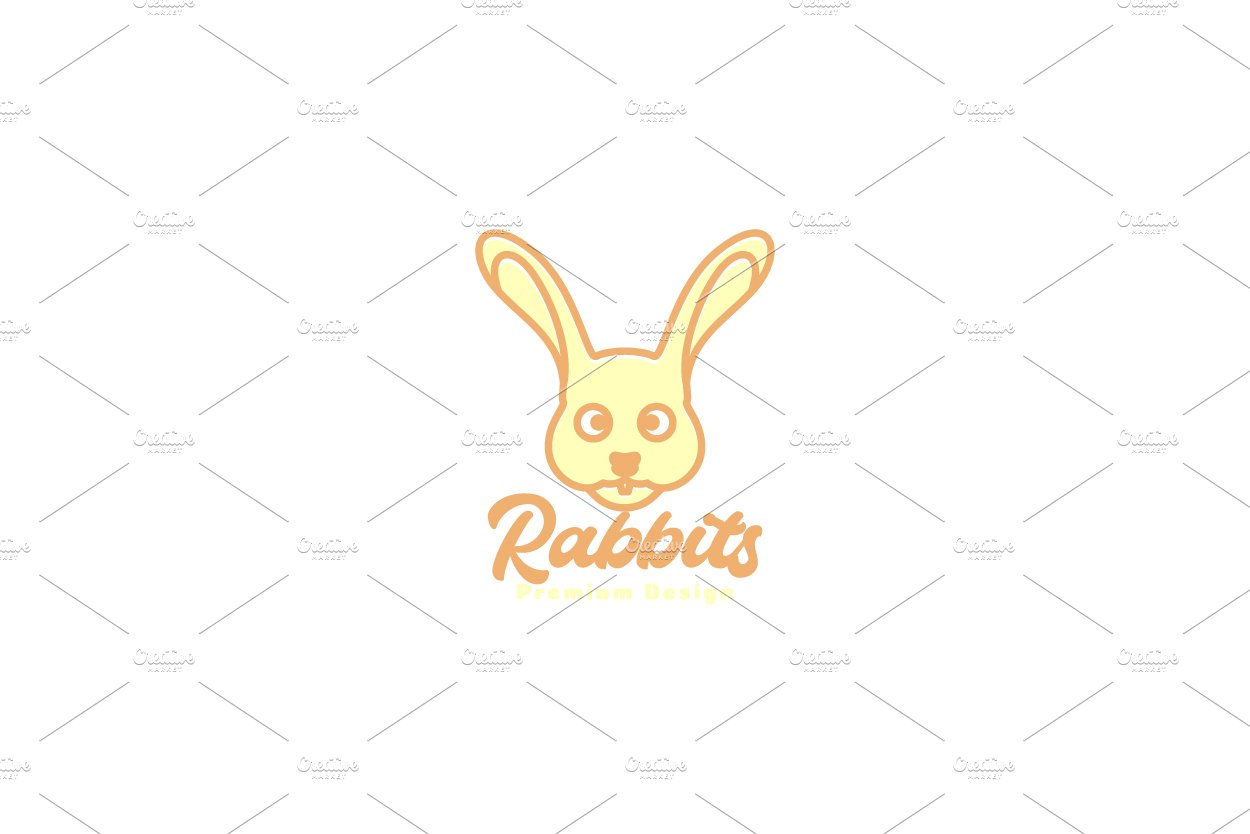 cute cartoon head rabbits smile logo cover image.