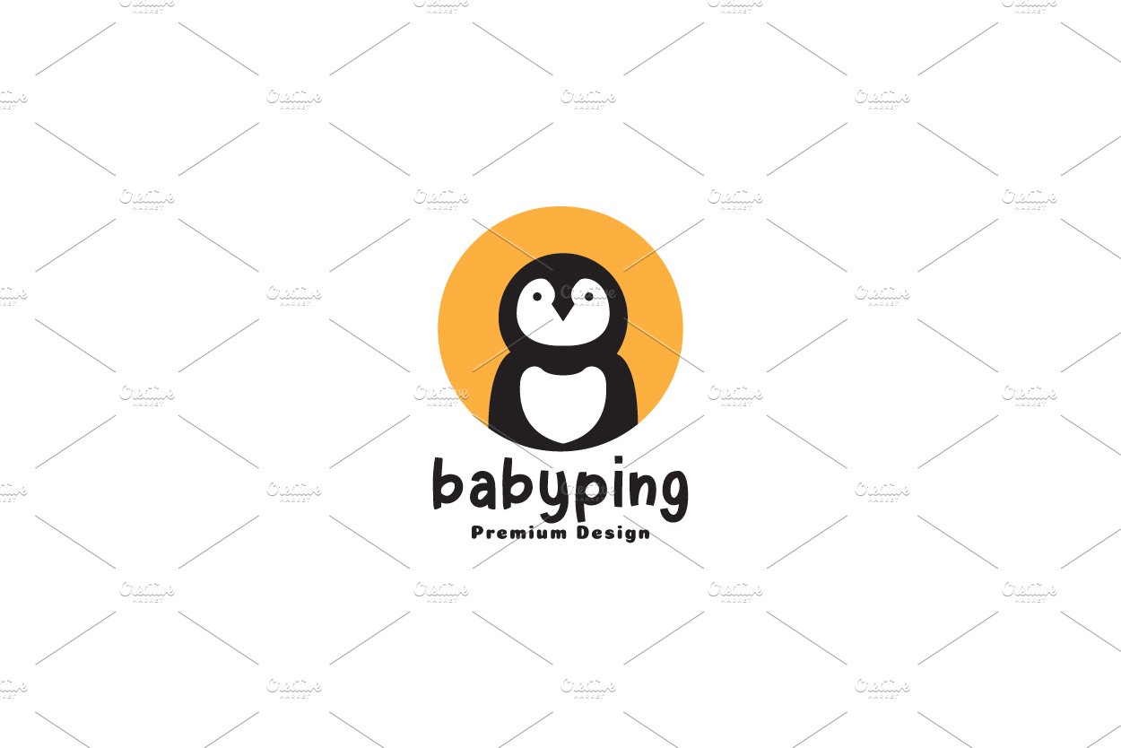 cute baby penguin logo symbol vector cover image.