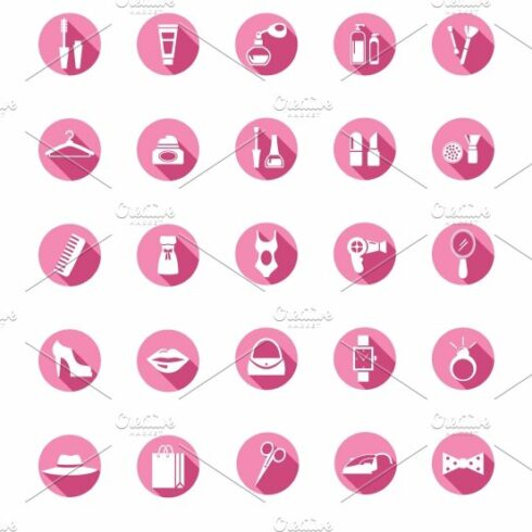 Shopping pink icons cover image.