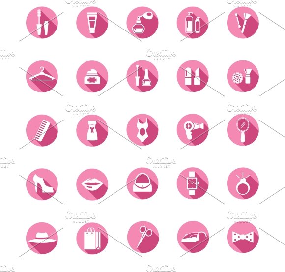 Shopping pink icons cover image.