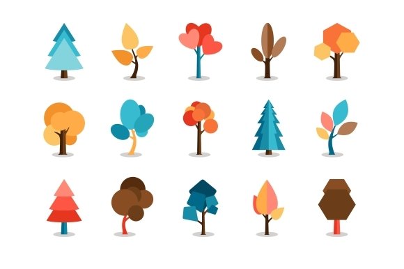 Vector Colored Tree Icons Set cover image.