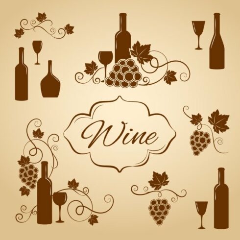 Vintage wine design elements 4 menu cover image.