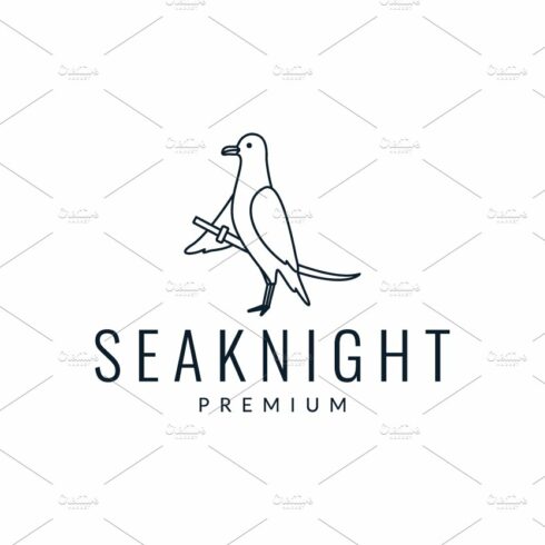 seagull with sword  logo vector cover image.