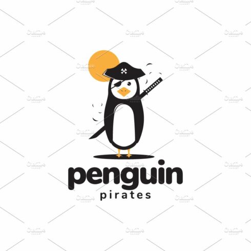 cute pirate penguin logo design cover image.