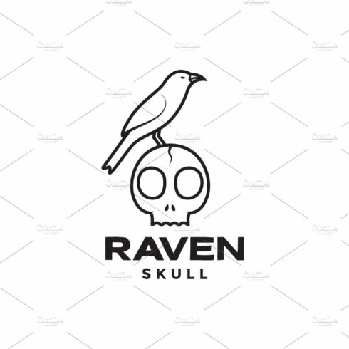 skull cute with raven logo design cover image.