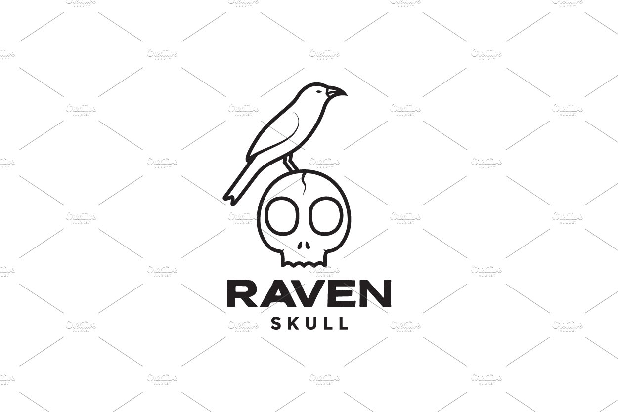 skull cute with raven logo design cover image.