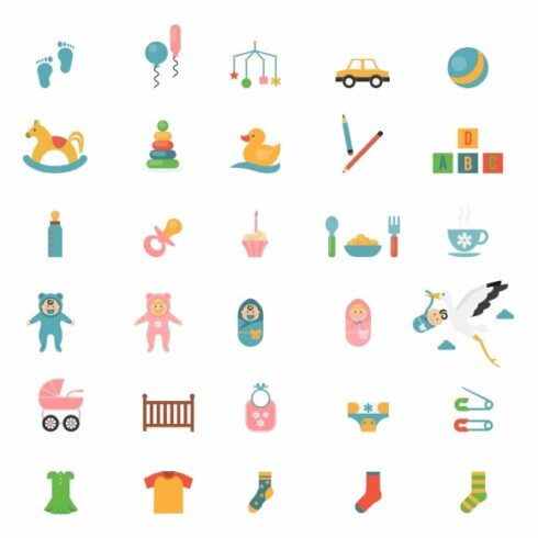 Babies toys icons cover image.