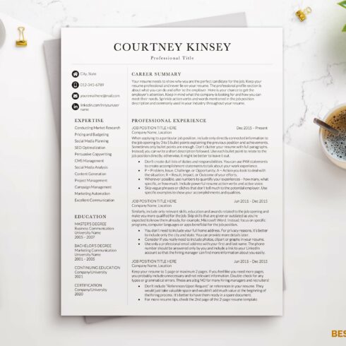 2 Page Resume Template / CV Word cover image.