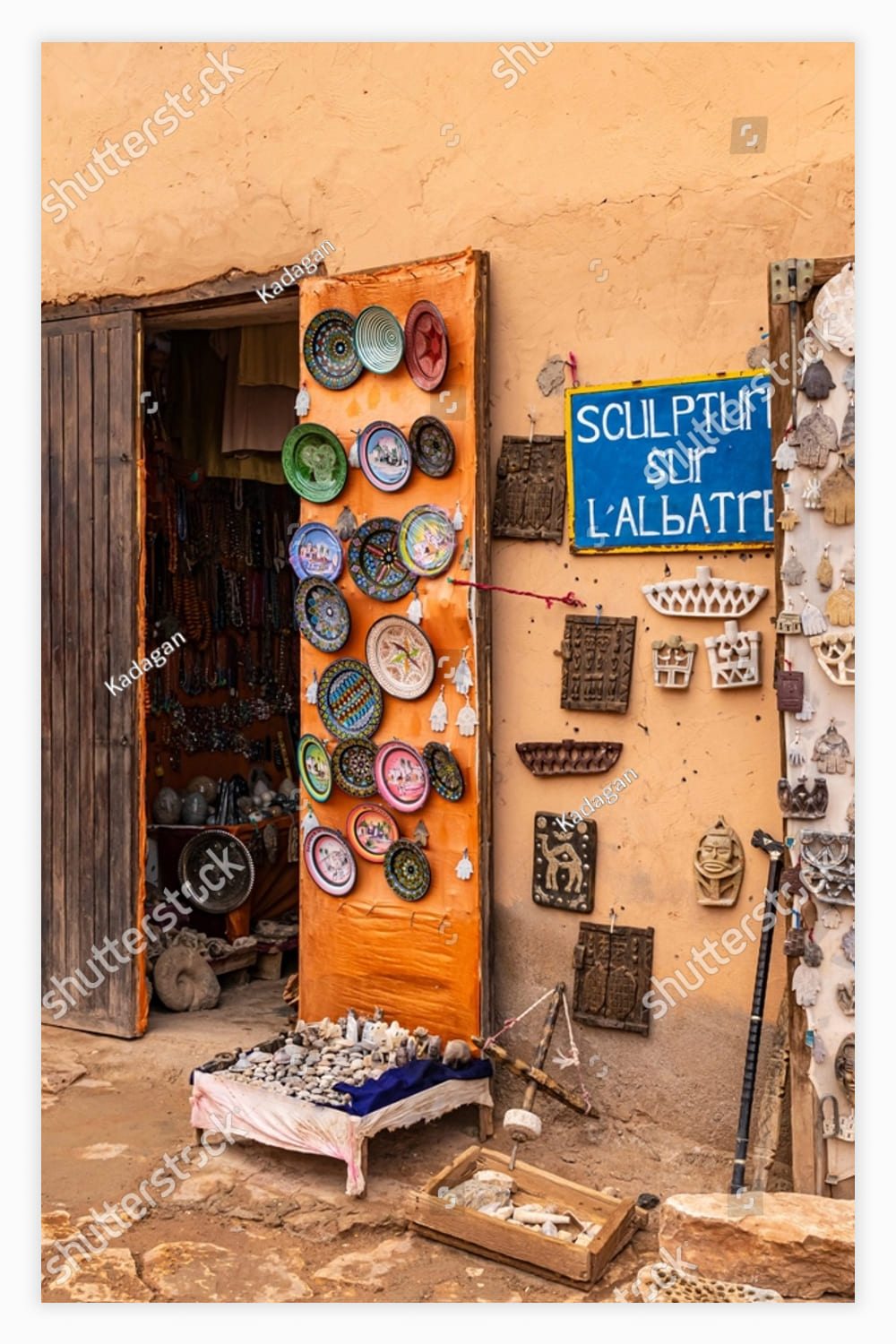 Ouarzazate Morocco 16-10-2022 Moroccan souvenirs with beautiful motifs.