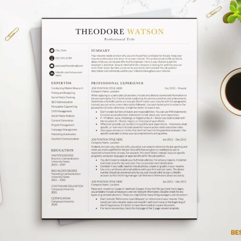 Elegant Resume CV Templates Word cover image.