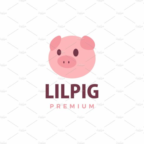 cute pig flat logo vector icon cover image.