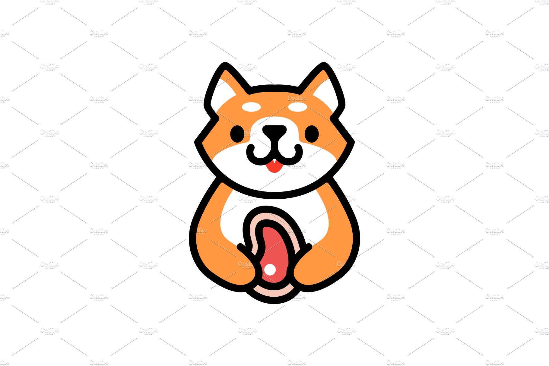 cute shiba inu meat food dog cartoon cover image.