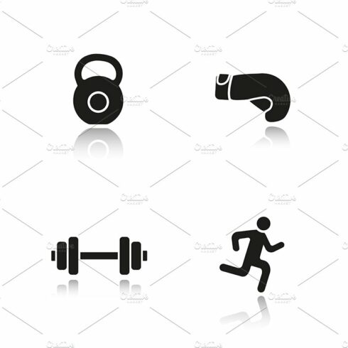 Sport and fitness. 4 icons. Vector cover image.
