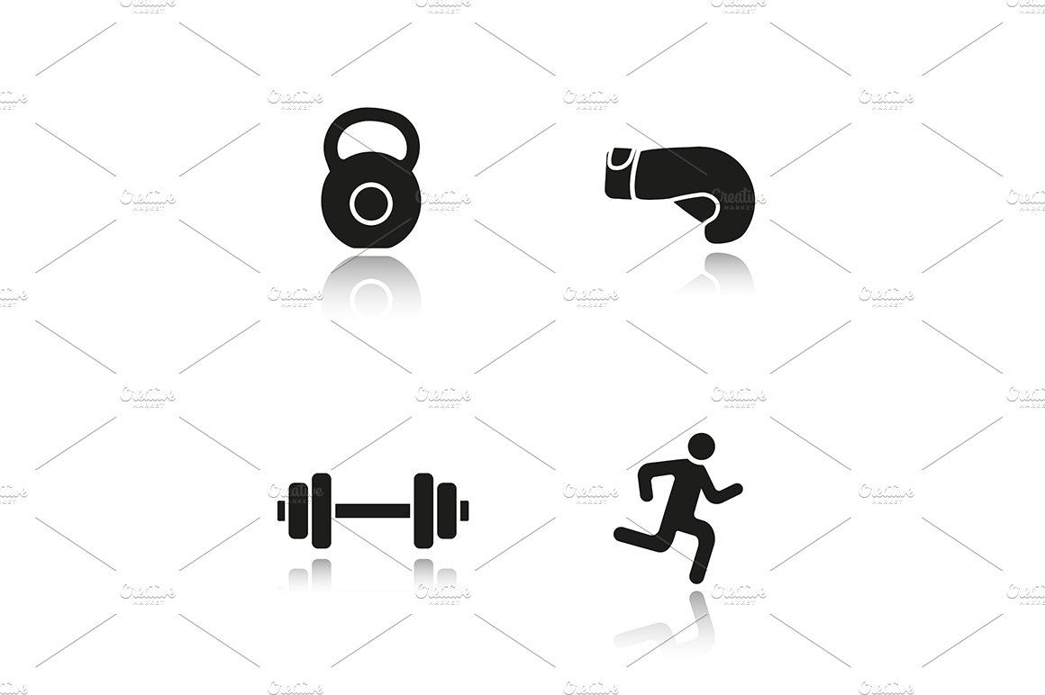 Sport and fitness. 4 icons. Vector cover image.
