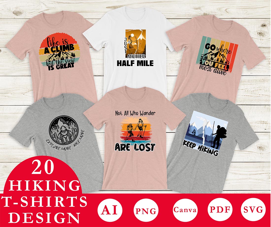 Group of t - shirts with different designs on them.