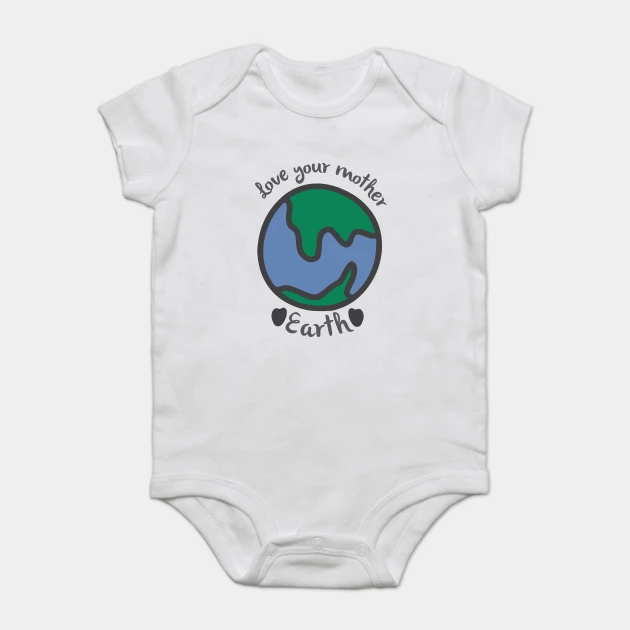 White bodysuit with a picture of the earth on it.