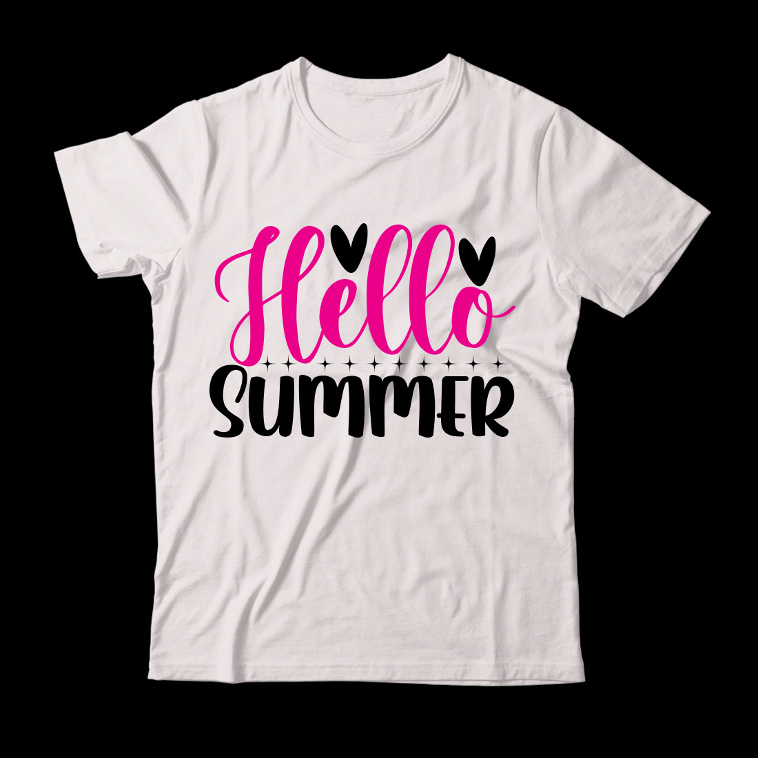 White t - shirt that says hello summer.
