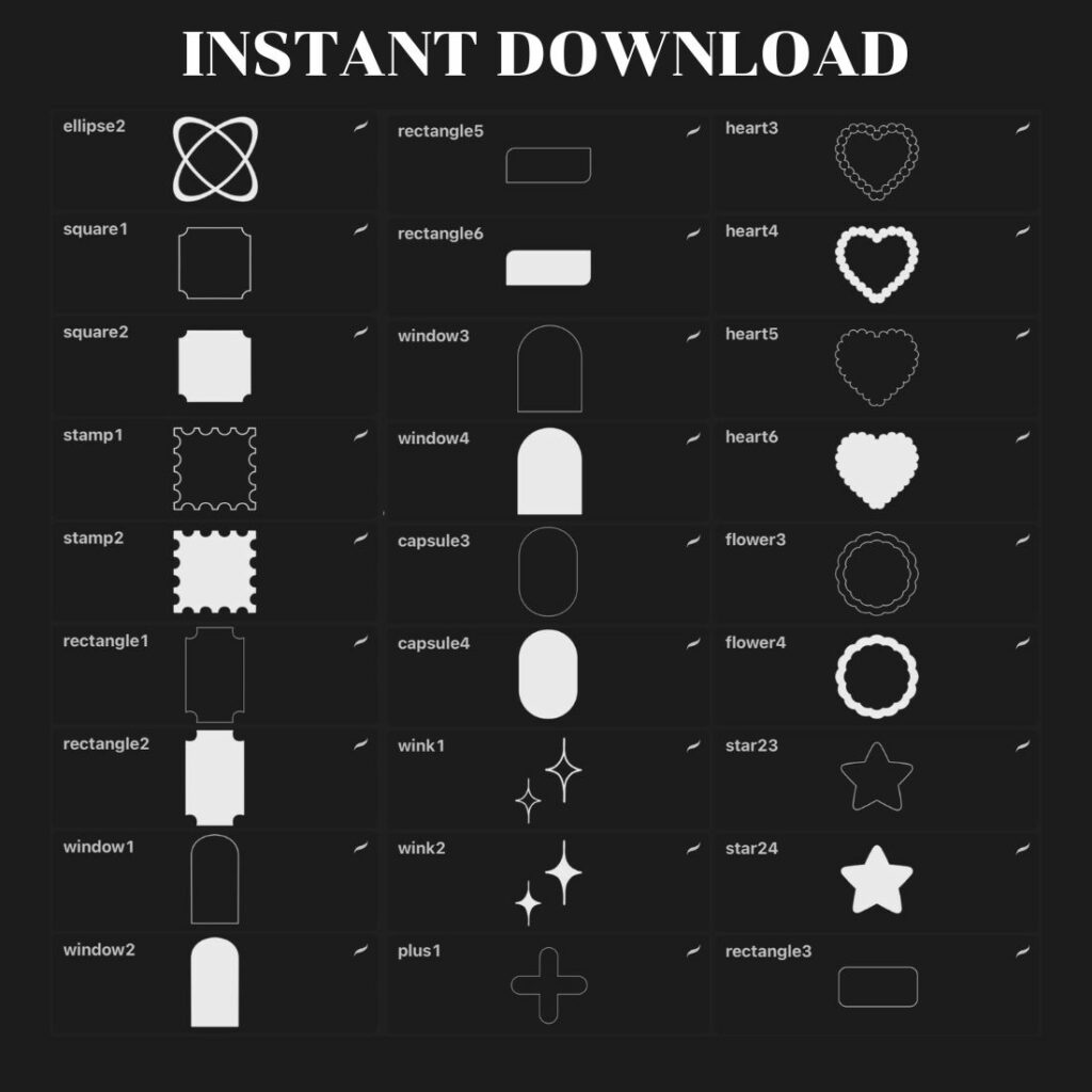 100 Cute Elements Procreate Stamp Brush Pack - MasterBundles