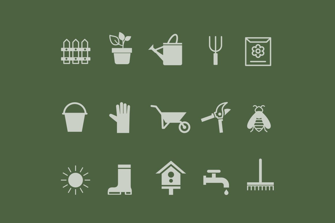 15 Gardening Icons cover image.