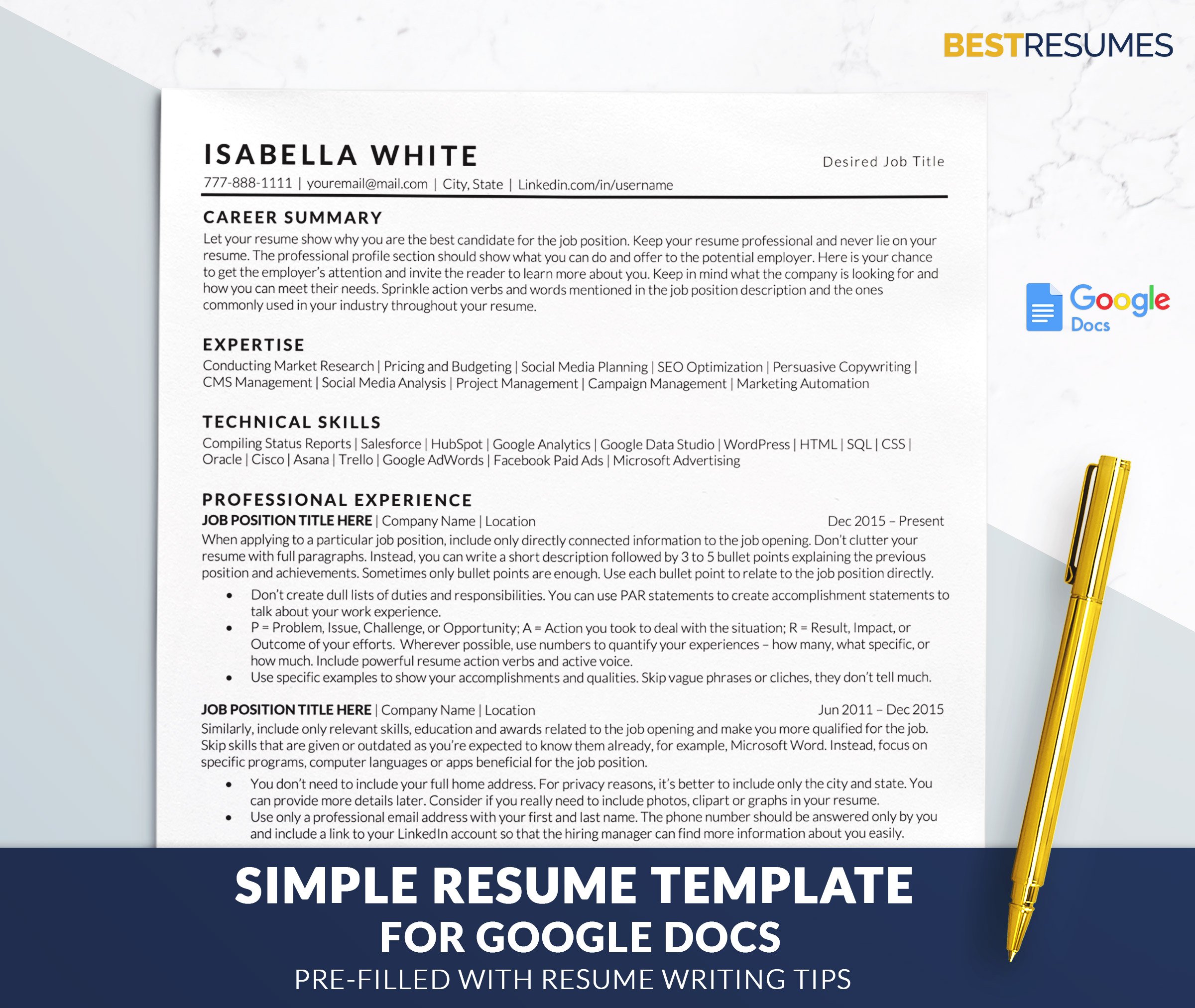 Google Docs Resume Template Simple cover image.
