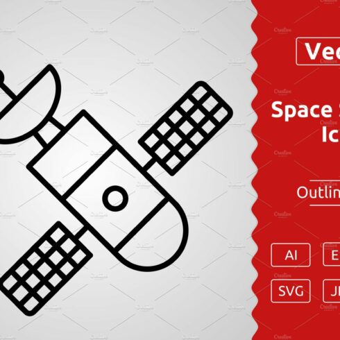 Vector Space Station Outline Icon cover image.