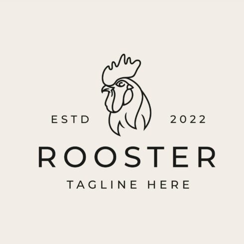 Vintage Line Art Rooster Head Logo cover image.