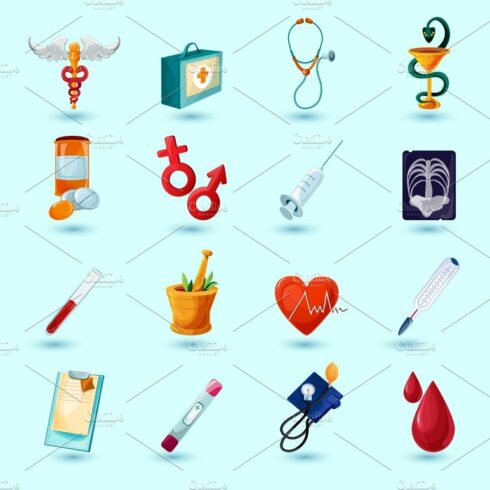 Medical icon set cover image.