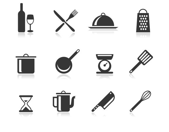 Kitchen and cooking icons cover image.