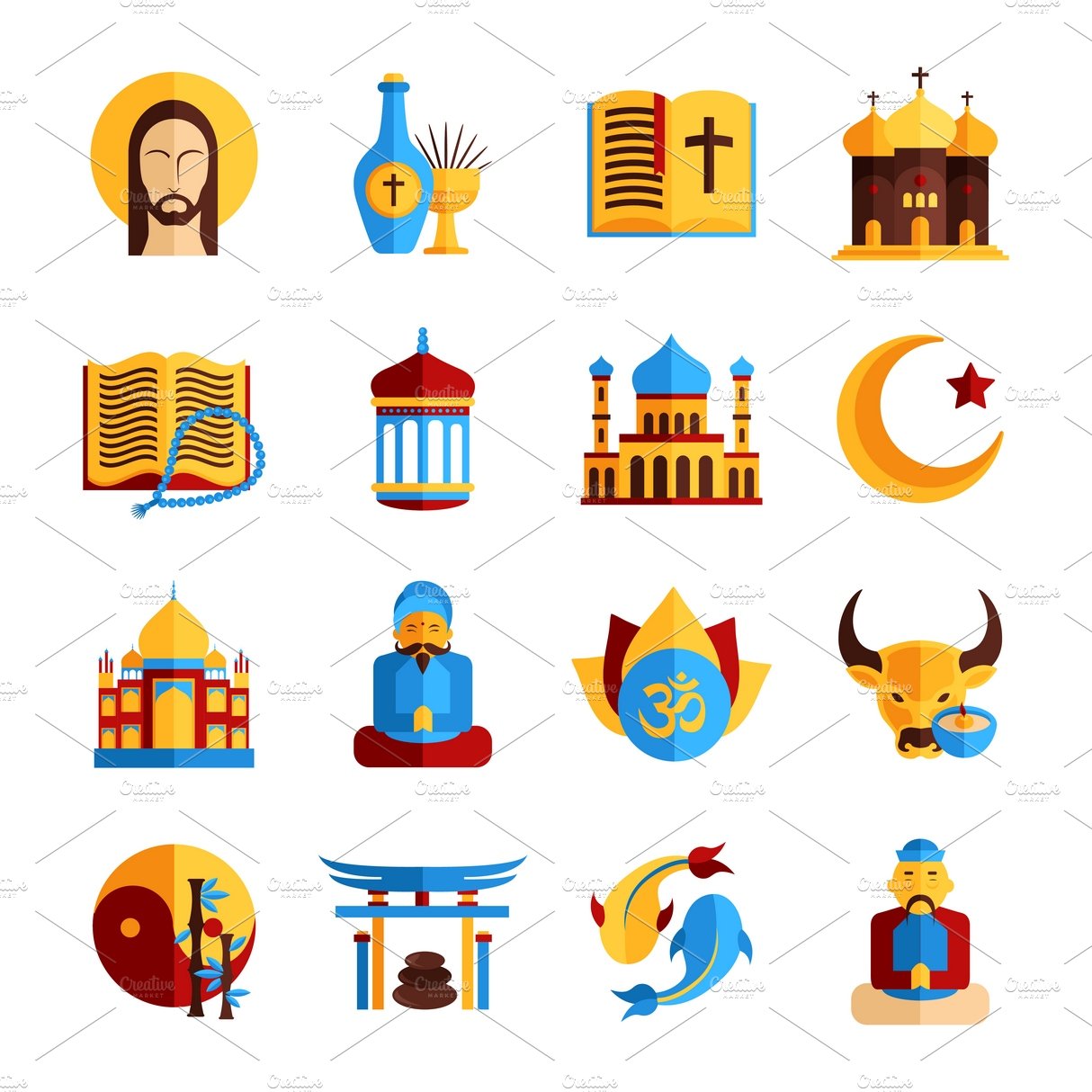 Religion icon set cover image.