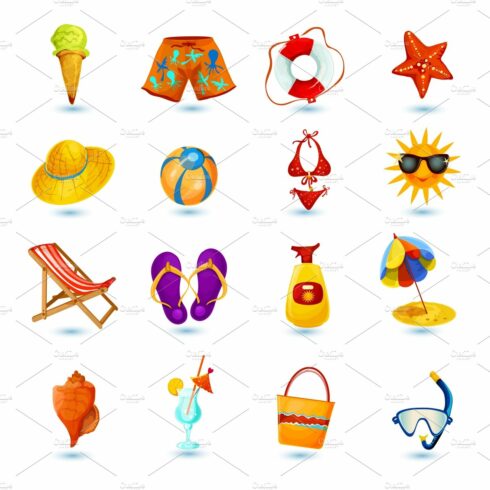 Summer holidays icon set cover image.