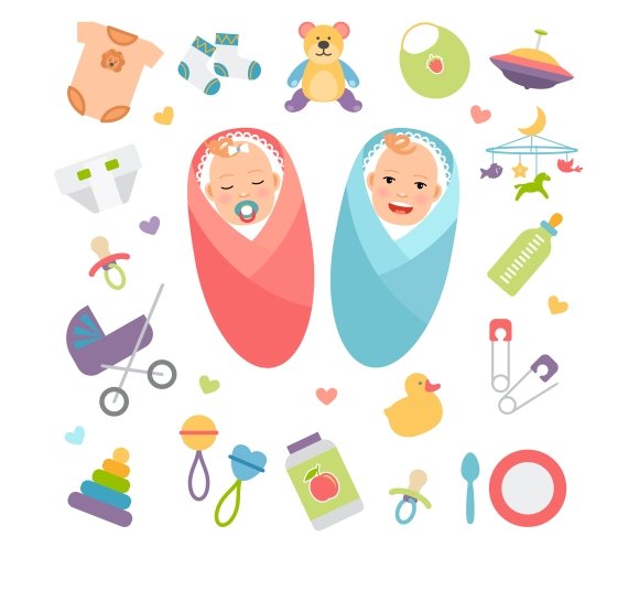 Babies and baby products icons cover image.